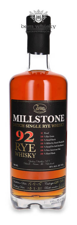 Millstone 92 Dutch Single Rye Whisky (D.2015, B.2020) / 46%/ 0,7l