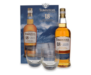 Tomintoul 18-letni The Gentle Dram + 2 szklanki / 40% / 0,7l