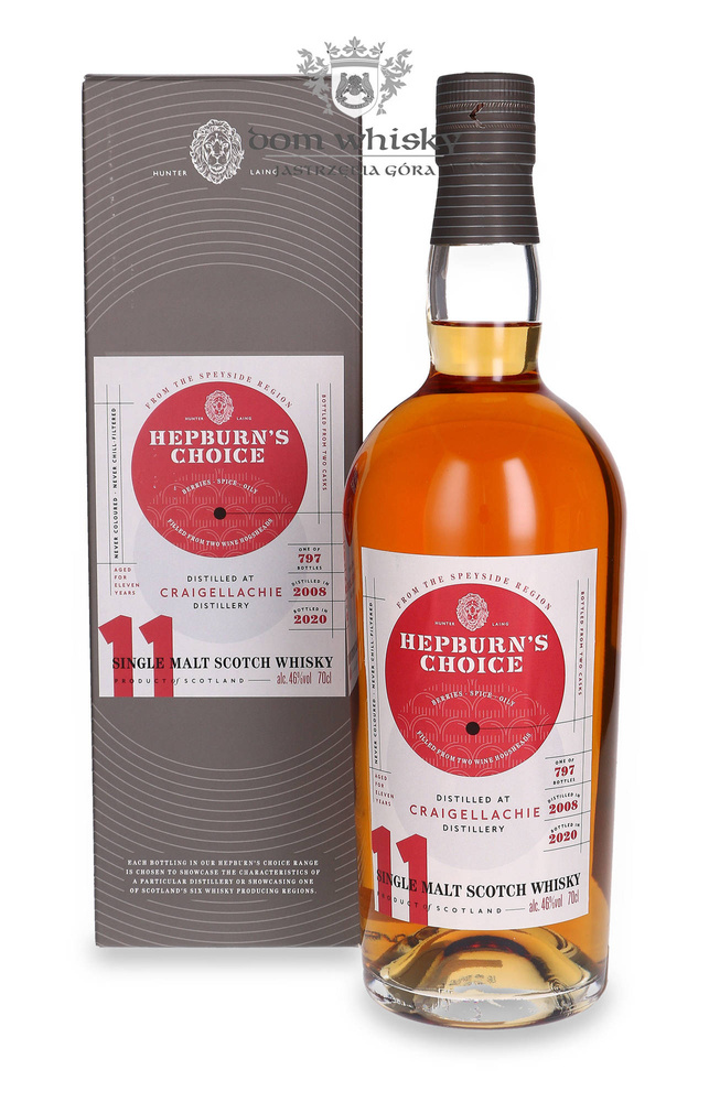 Craigellachie 11-letni (D.2008, B.2020) Hepburn's Choice / 46%/ 0,7l