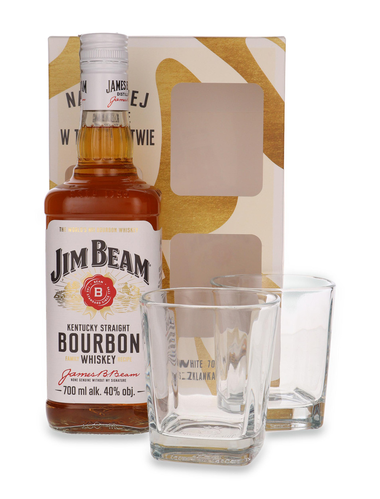 Jim Beam White Label + 2 szklanki / 40% / 0,7l