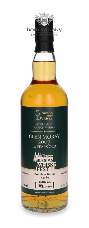 Glen Moray 14-letni (D.2007, B.2022) Bourbon Barrel / 51,1%/ 0,7l