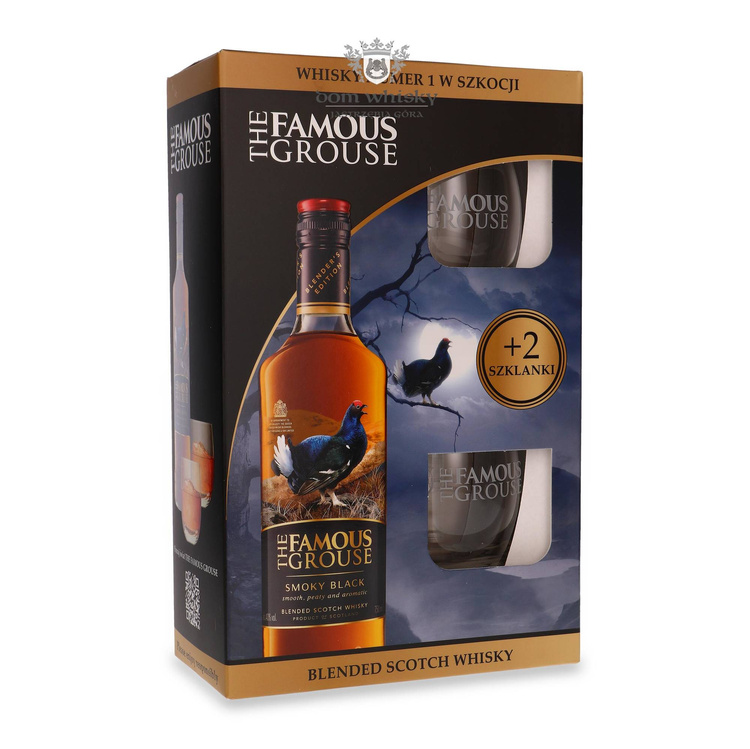 Famous Grouse Smoky Black + 2 szklanki / 40% / 0,7l