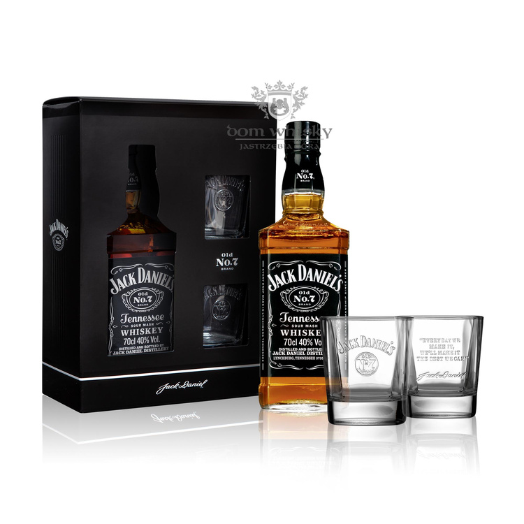 Jack Daniel's Old No. 7 Tennessee Whiskey w pudełku + 2 szklanki/ 40%/ 0,7l