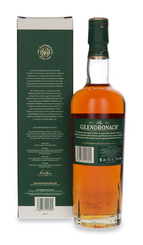GlenDronach 15 Year Old PX Oloroso Sherry Cask Matured / 46% / 0.7l + Botucal 0.05l