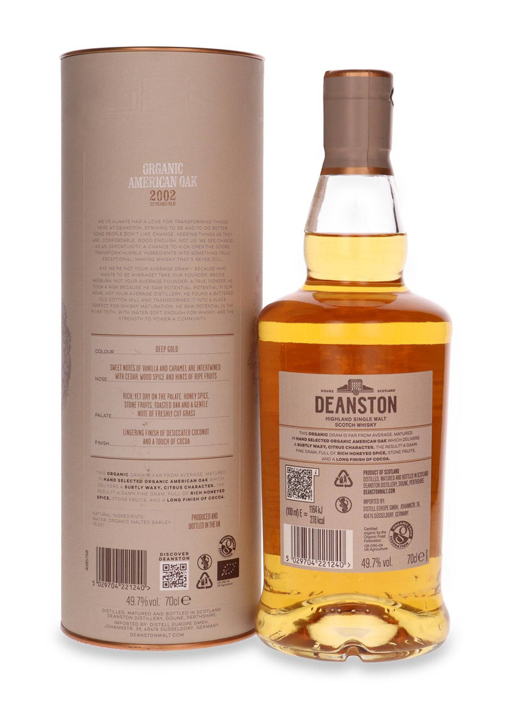 Deanston 2002, 20-letni Organic American Oak / 49,7% / 0,7l