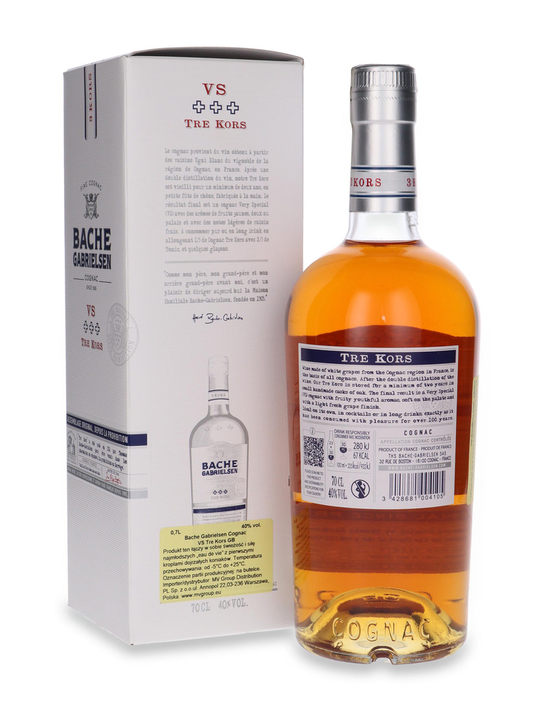 Cognac Bache Gabrielsen VS Tre Kors / carton / 40% / 0.7l
