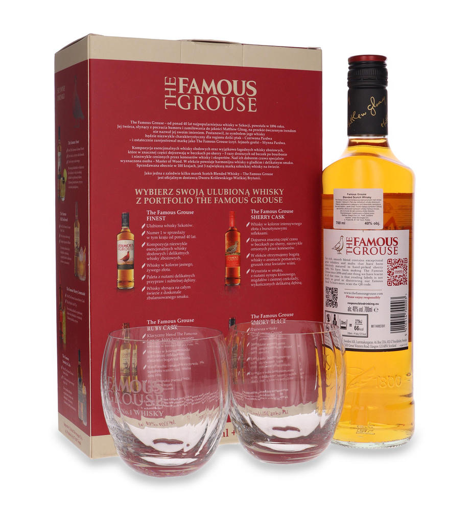 Famous Grouse Blended Scotch Whiskey + 2 glasses / 40% / 0.7l
