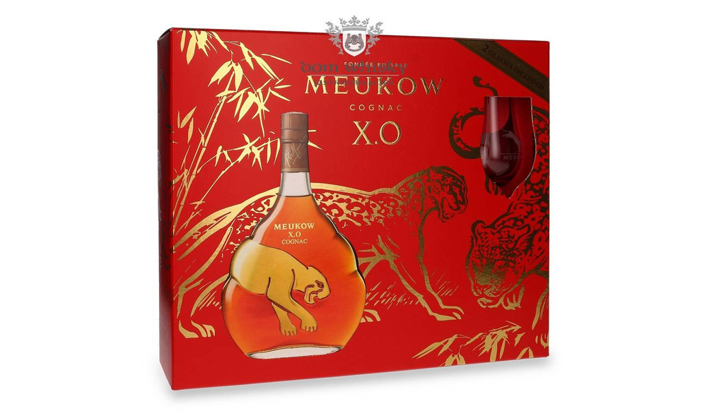 Cognac Meukow XO Chinese New Year 2022 + 2 glasses / 40% / 0.7l