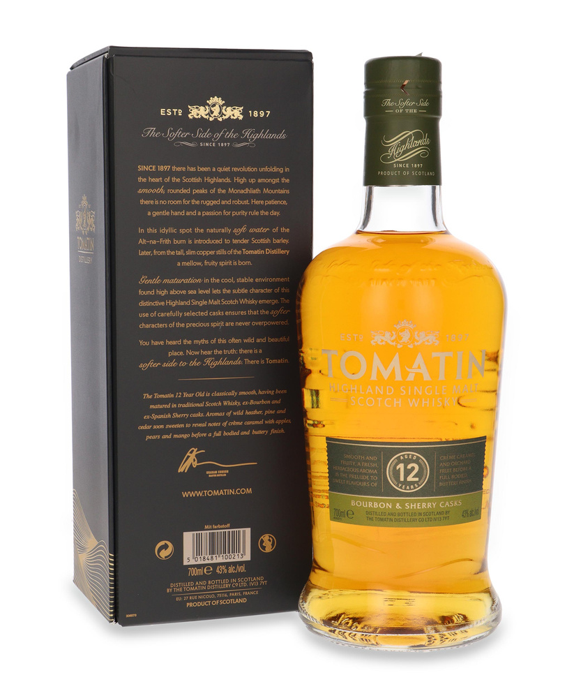 Tomatin 12-letni Bourbon & Sherry Cask /bez opakowania / 43% / 0,7l