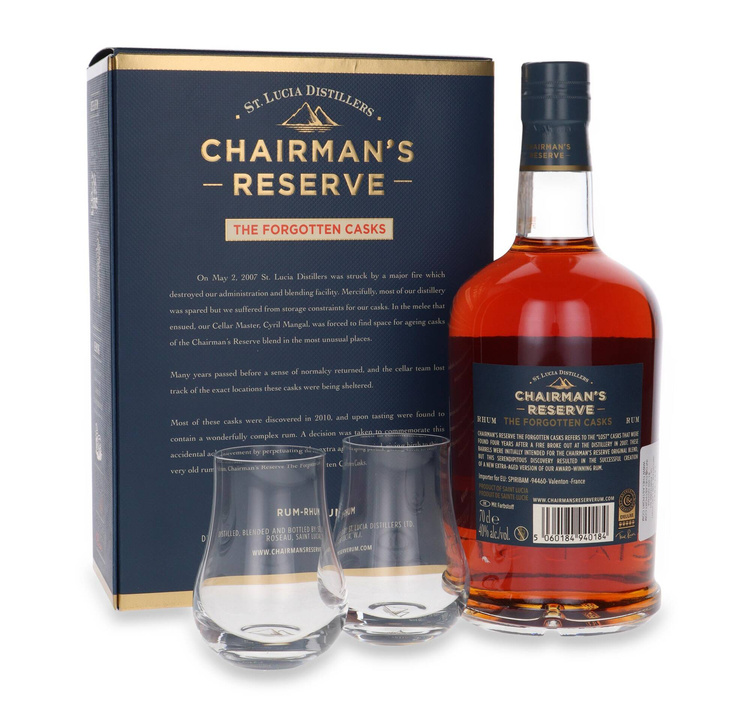 Chairman's Reserve The Forgotten Cask Rum + 2 szklanki / 40% / 0,7l