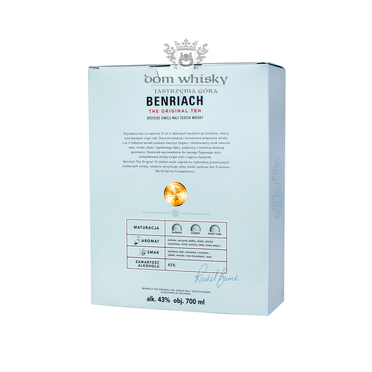 BenRiach The Original Ten 10-letni + szklanka / 43% / 0,7l