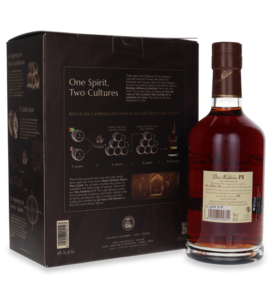Dos Maderas 5 + 5 PX Triple Aged Rum + szklanka + podkładka / 40% / 0,7l