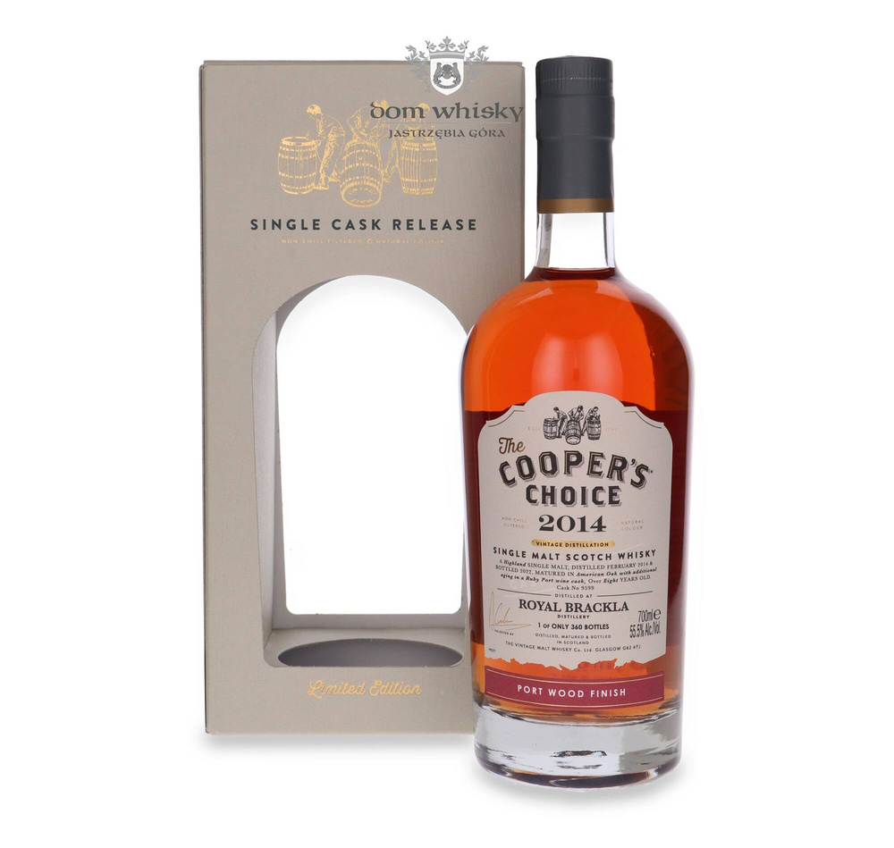 Royal Brackla 8-letni (D.2014, B.2022) Port Wood Finish The Cooper’s Choice / 55,5%/ 0,7l	