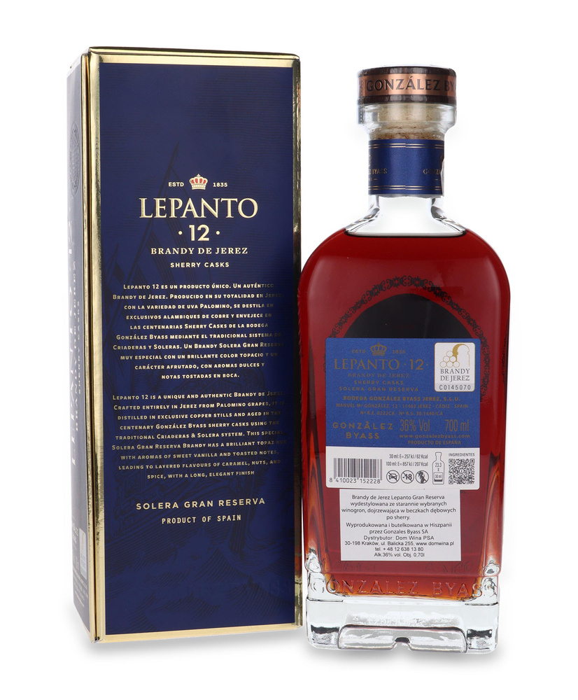 Lepanto 12-letnia Brandy de Jerez Solera Gran Reserva / 36% / 0,7l