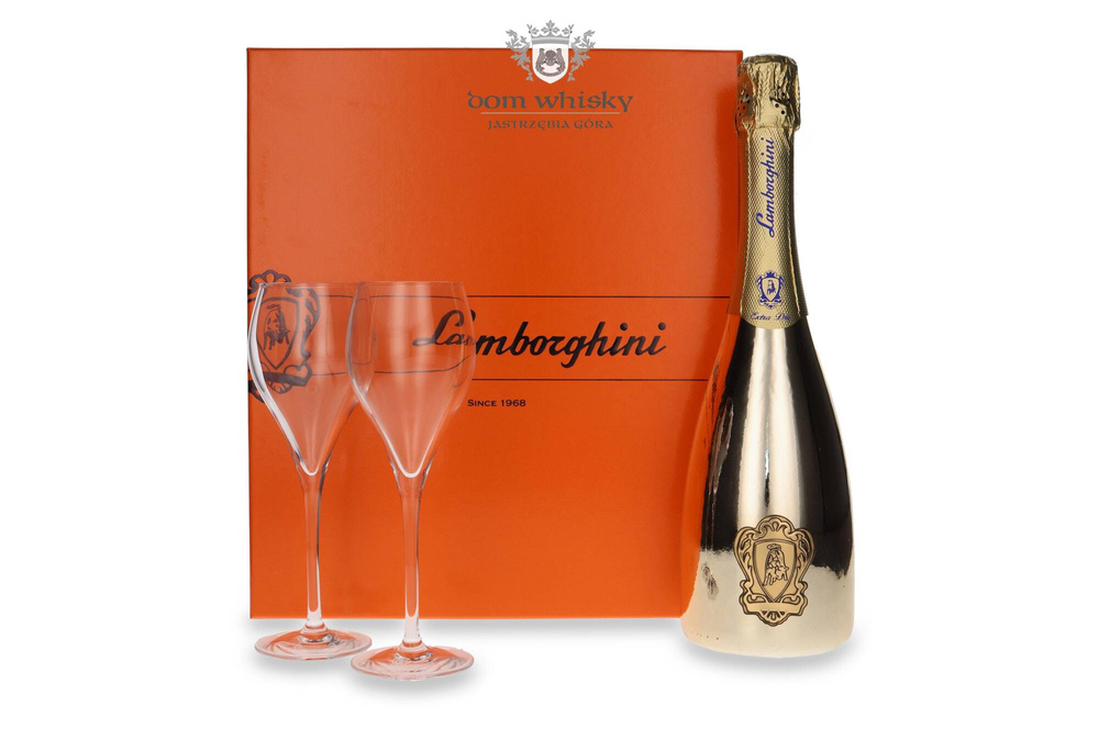 Lamborghini Gold Extra Dry Prosecco + 2 glasses /11%/ 0.75l