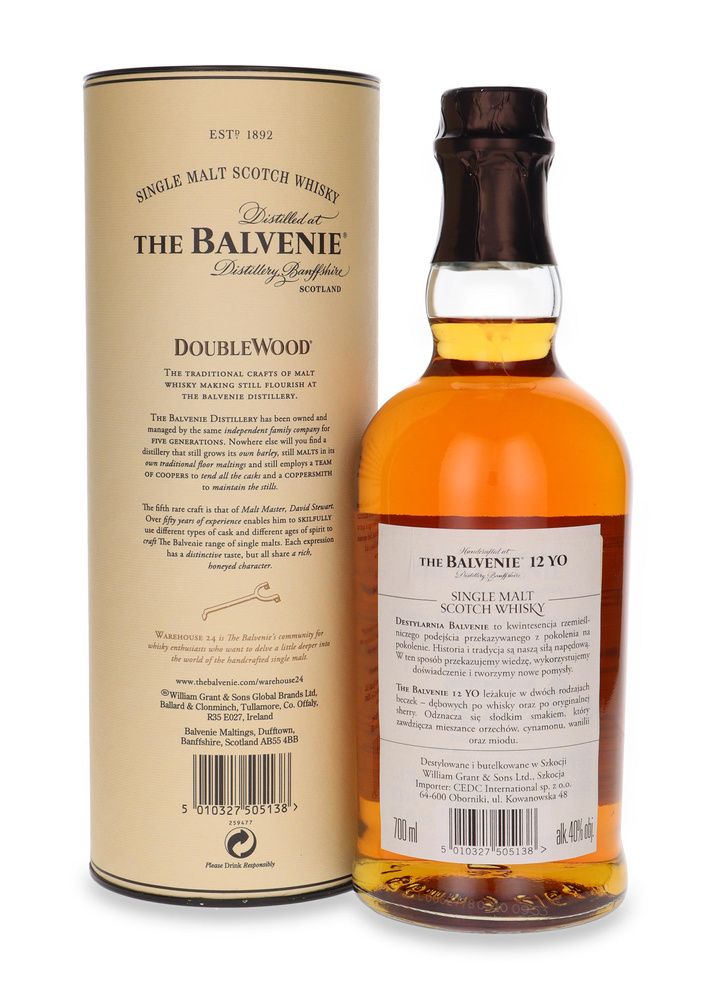 Balvenie Double Wood 12-letni / 40% / 0,7l + szklanka