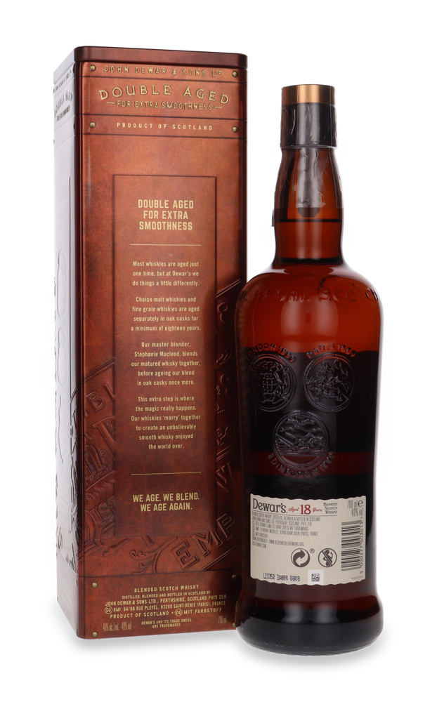 Dewar’s 18-letni Double Aged  Whisky/ Tin Box / 40%/ 0,7l 