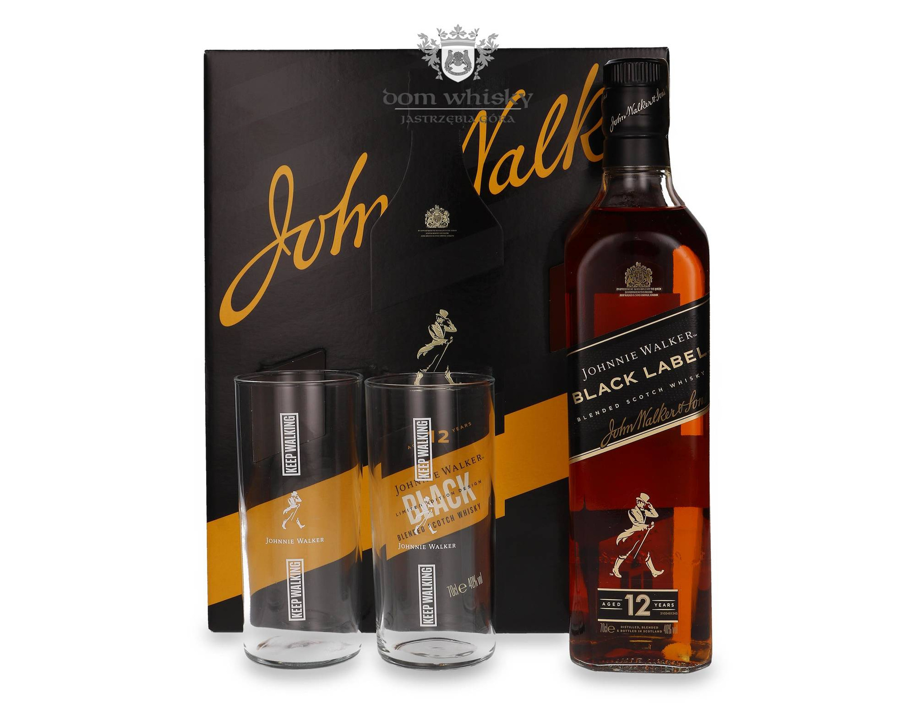 Johnnie Walker Black 12 Year Old Set of 2 Glasses 40% 0.7l