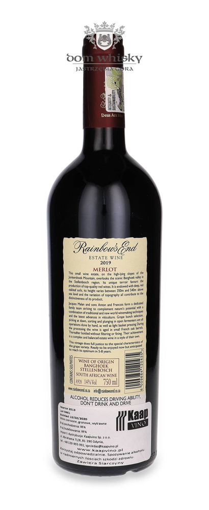 Rainbow's End Merlot 2019 / 14%/ 0,75l