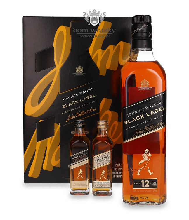 Johnnie Walker Black Label 12-letni + 2 miniaturki / 40% / 0,7l