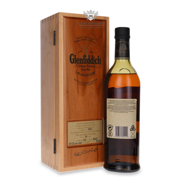 Glenfiddich 1961 Vintage Reserve, 35-letni (Cask9015) 43,2% /0,7