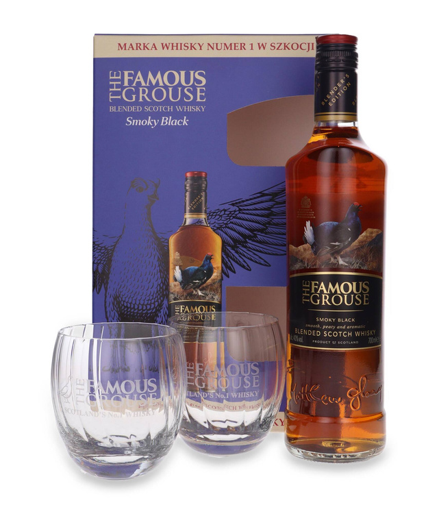 Famous Grouse Smoky Black + 2 szklanki / 40% / 0,7l