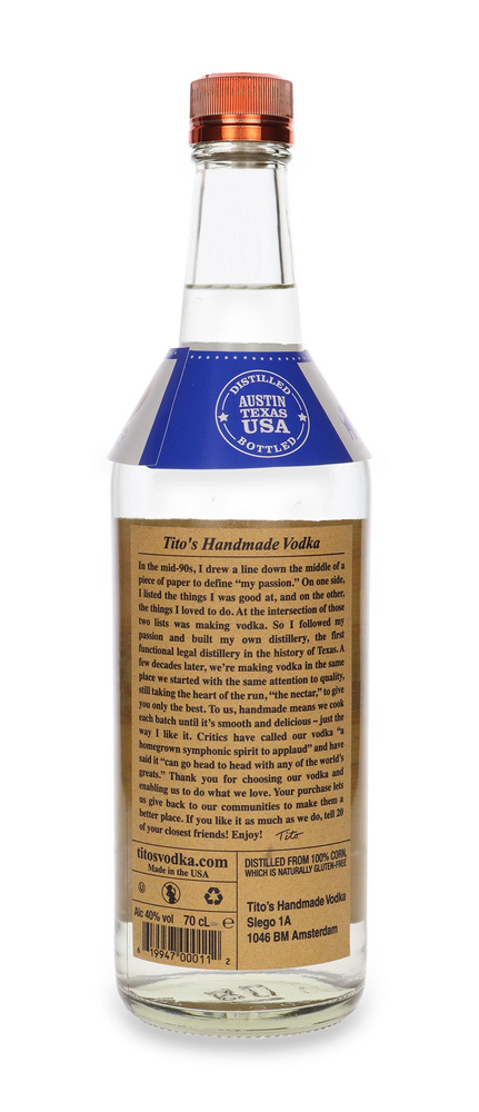 Tito's Handmade Vodka /Gluten Free/ 40% / 0.7l