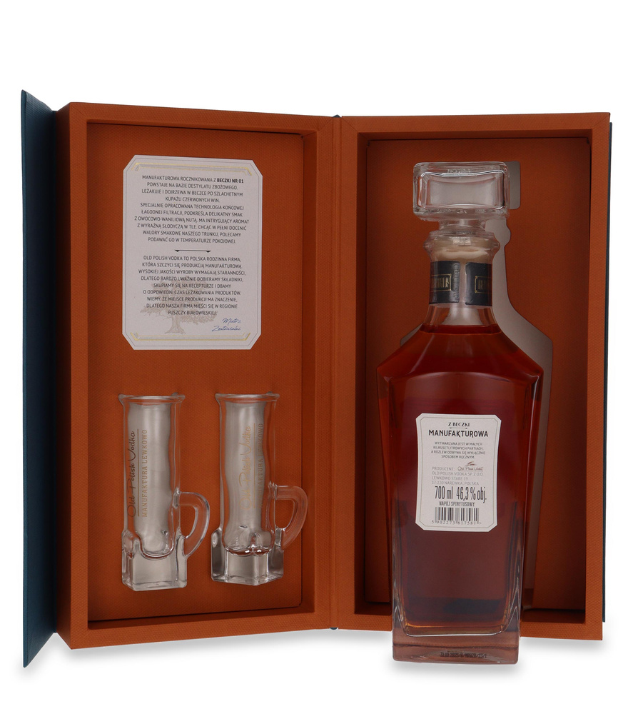 Wódka Manufakturowa Rocznikowa z Beczki 2023 + 2 kieliszki / 46,3% / 0,7l