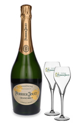 Zestaw Szampan Perrier-Jouet Grand Brut 12,5% / 0,75l + 2 kieliszki