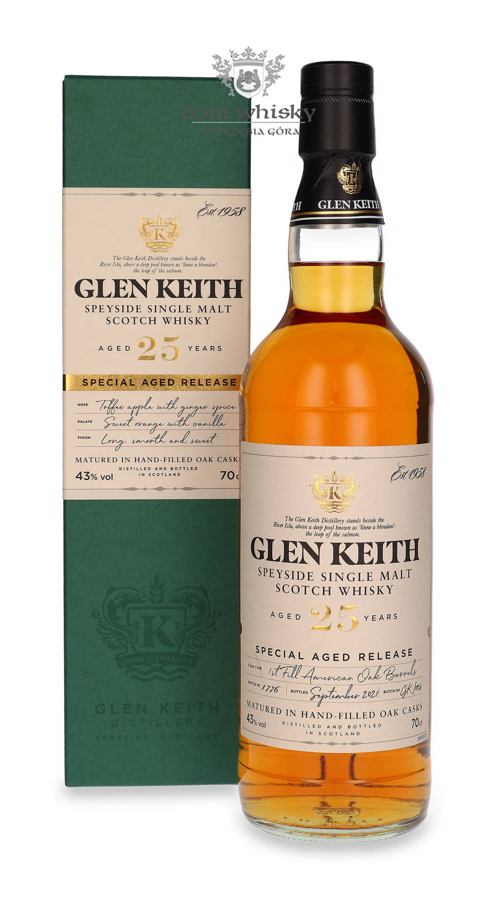 Glen Keith 25 Year Old Single Malt Speyside 43% 0.7l Whisky