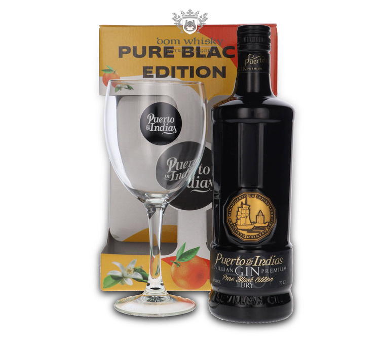 Puerto de Indias Black Premium Gin z kieliszkiem / 40% / 0,7l