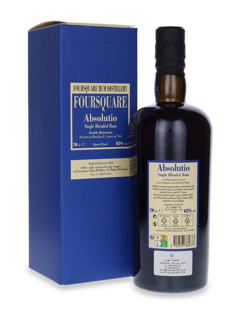 Foursquare Absolutio Single Blended Rum 15-letni 62% 0,7l