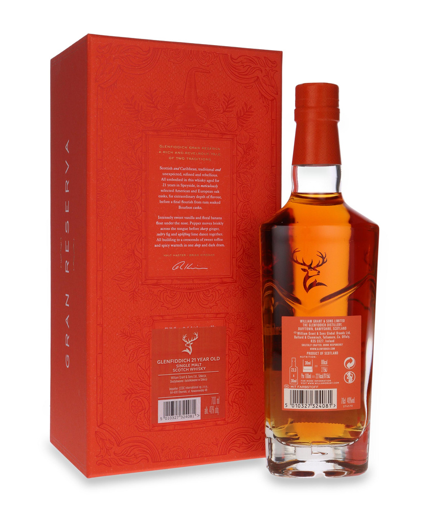 Glenfiddich 21-letni Gran Reserva Rum Cask Finish /uszkodzone opakowanie / 40% / 0,7l
