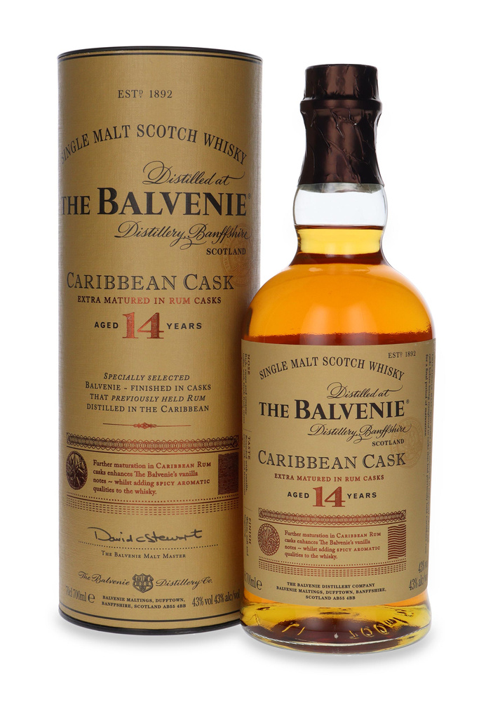 Balvenie 14-letni Caribbean Cask / 43% / 0,7l + 2 szklanki