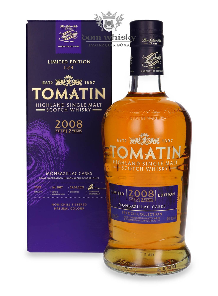 Tomatin 12-letni (D.2008, B.2021) French Collection, Monbazillac Cask / 46% / 0,7l	