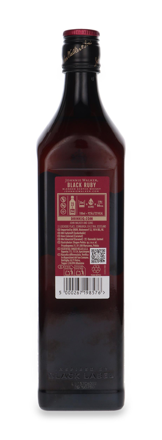 Rubyglo Label Johnnie Walker Black Label Ruby 40% 0,7l Szkocka Whisky