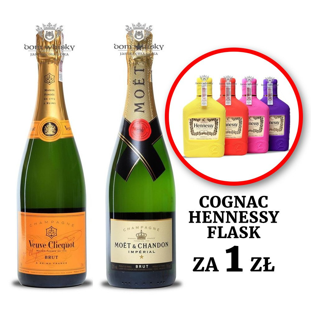 Szampan: Moet & Chandon Brut Imperial; Veuve Cliqout (FLASK gratis) / 2 x 0,75l