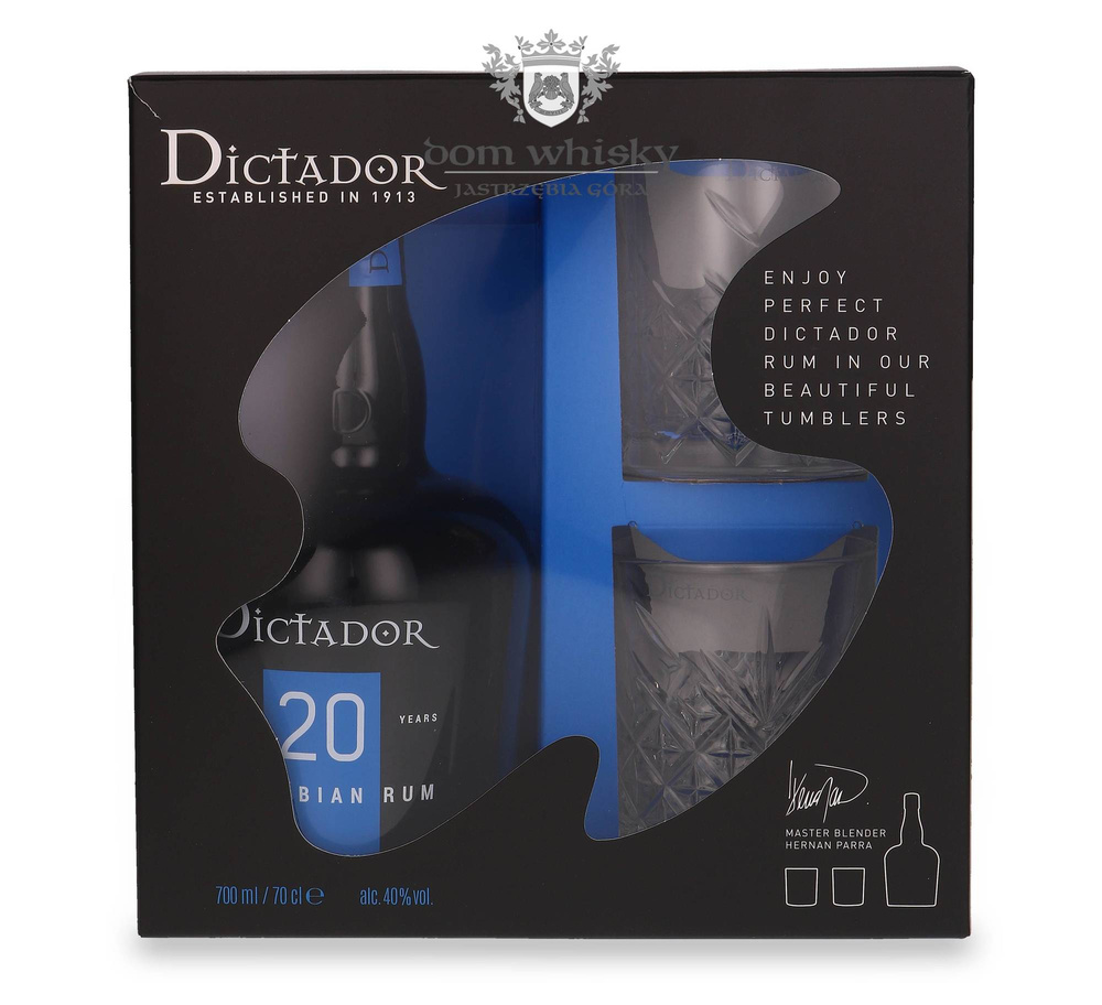 Dictador 20-year-old Rum + 2 glasses / 40% / 0.7l