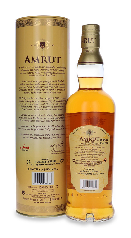 Amrut Indian Single Malt Whiskey / 46%/ 0,7l