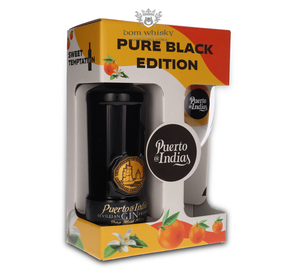 Puerto de Indias Black Premium Gin with glass / 40% / 0.7l