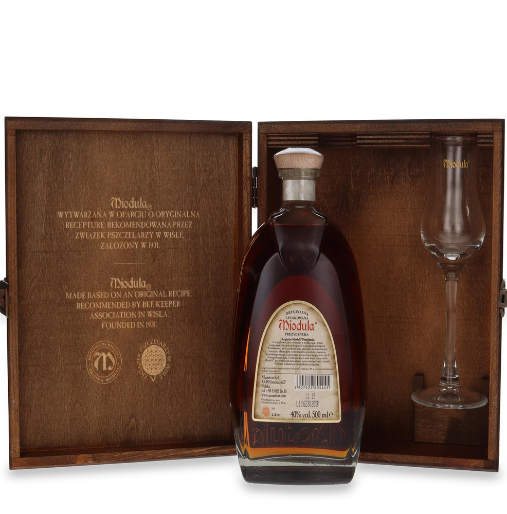 Miodula Prezydencka Tempranillo Cask + Kieliszek /skrzynka / 40% / 0,5l