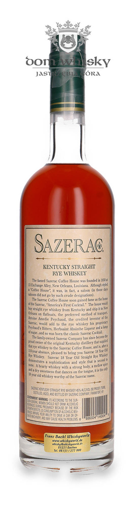 Sazerac Straight Rye 18-letni, (D.1981, B.2000) / 45%/ 0,75l	