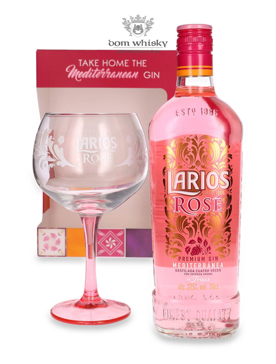 Larios Rosé Mediterránea Premium Gin + Balloon Glass / 37,5%/ 0,7l 	