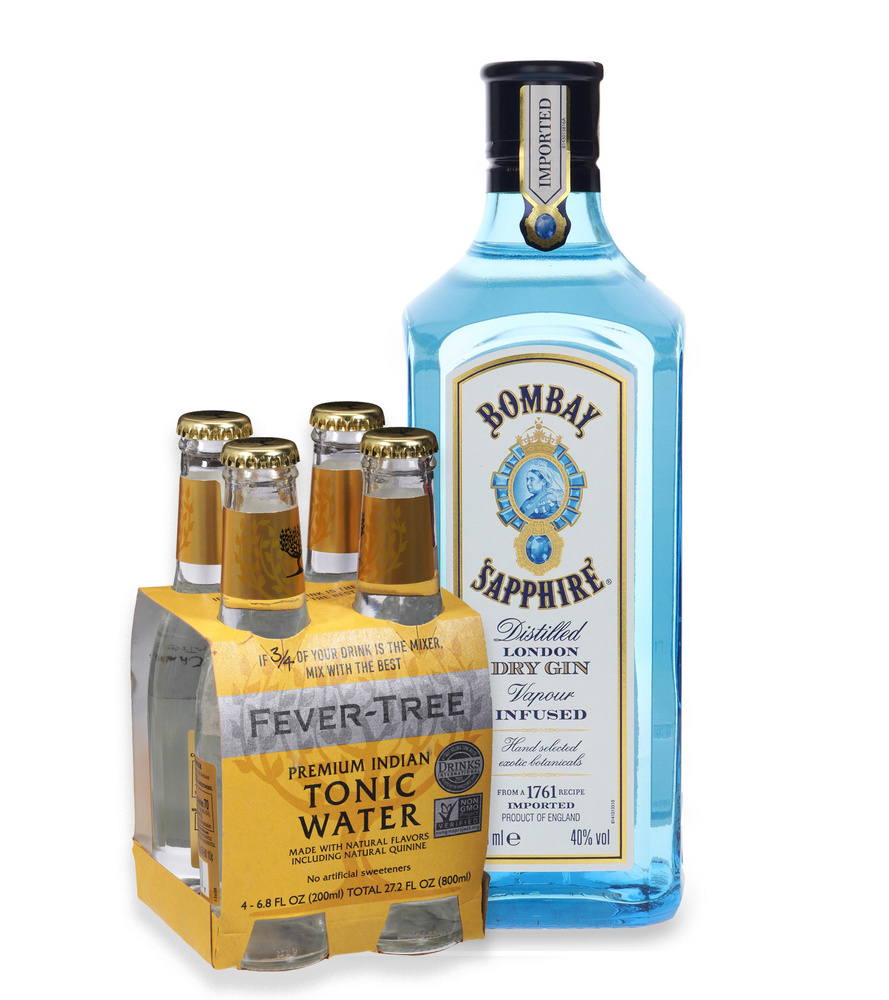 Bombay Sapphire London Dry Gin 40% / 0.7 L + 4 bottles of Fever-Tree Indian Tonic Water