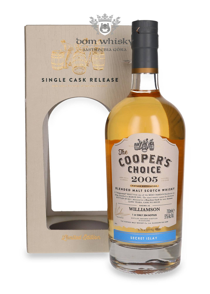 Williamson 16-year-old Secret Islay Blended Malt (D.2005, B.2021) The Cooper's Choice /51%/ 0.7l