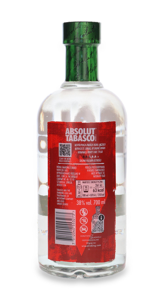 Wódka Absolut Tabasco / 38% / 0,7l