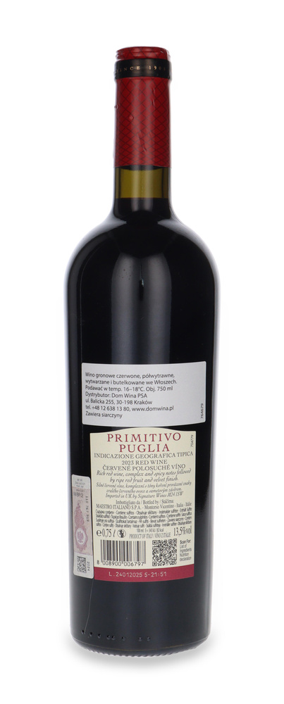 Primitivo Maestro Puglia /13,5%/ 0,75l