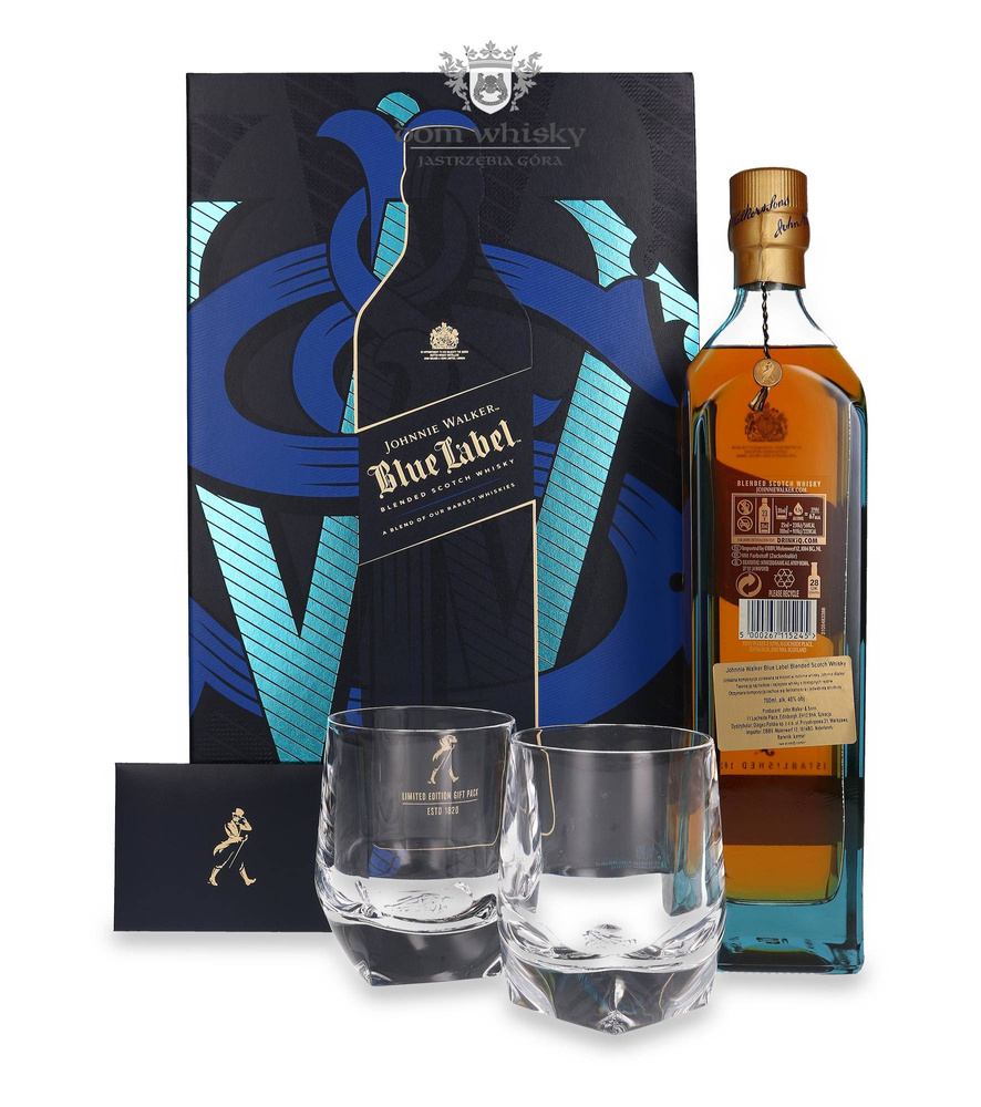 Johnnie Walker Blue Limited Edition Design + 2 szklanki / 40% / 0,7l