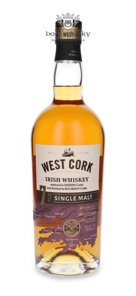 West Cork 7 Year Old Single Malt, Bourbon Cask Finish / 46%/ 0.7l