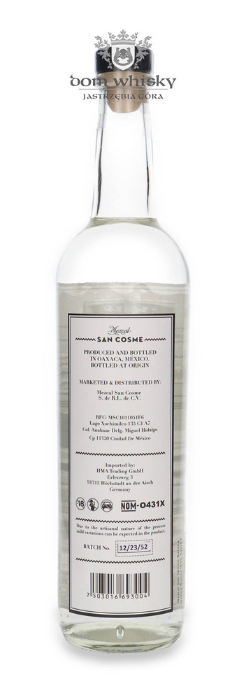 Mezcal San Cosme Oaxaca Mexico Blanco 100% Agave / 40% / 0.7l
